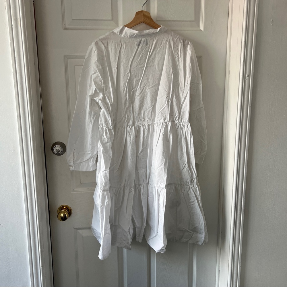 White V-Neck Tiered Dress - Picture 2 of 3